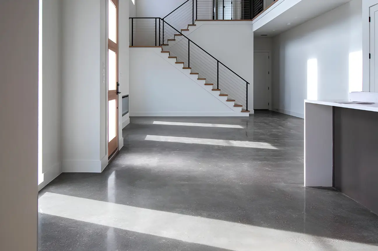 Contemporary open-plan interior floor featuring RHL Build HB Concrete finishes.